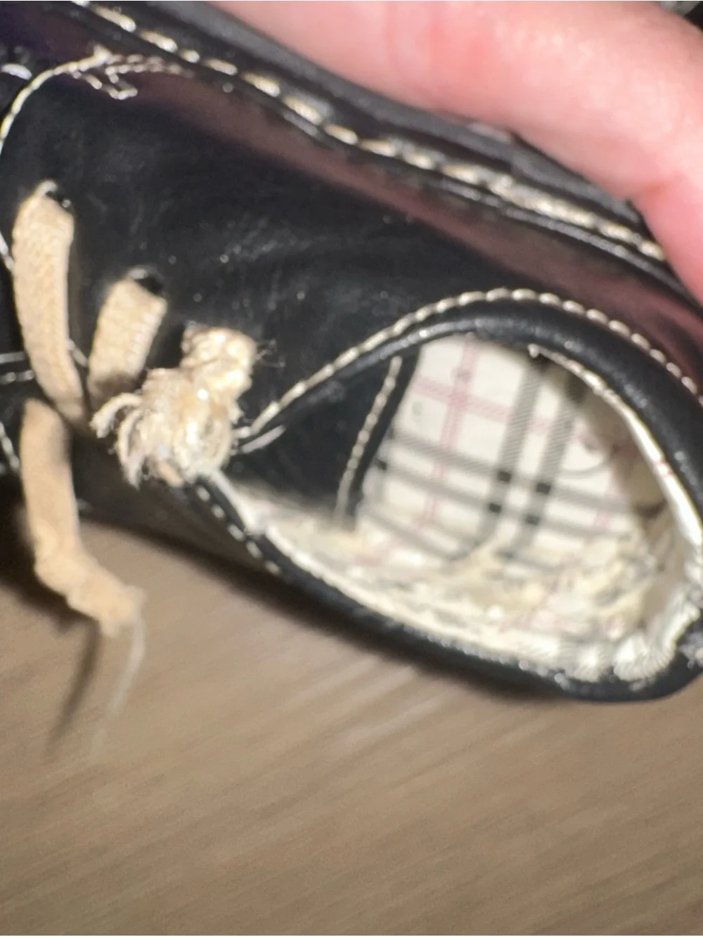 Toddler Black Dress Shoes with Beige Laces
